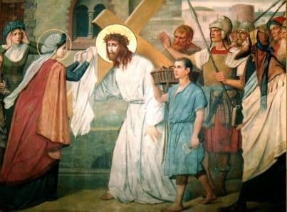 6e statie Veronica droogt het gelaat van Jezus